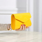 Minimal leather handbag with slim profile