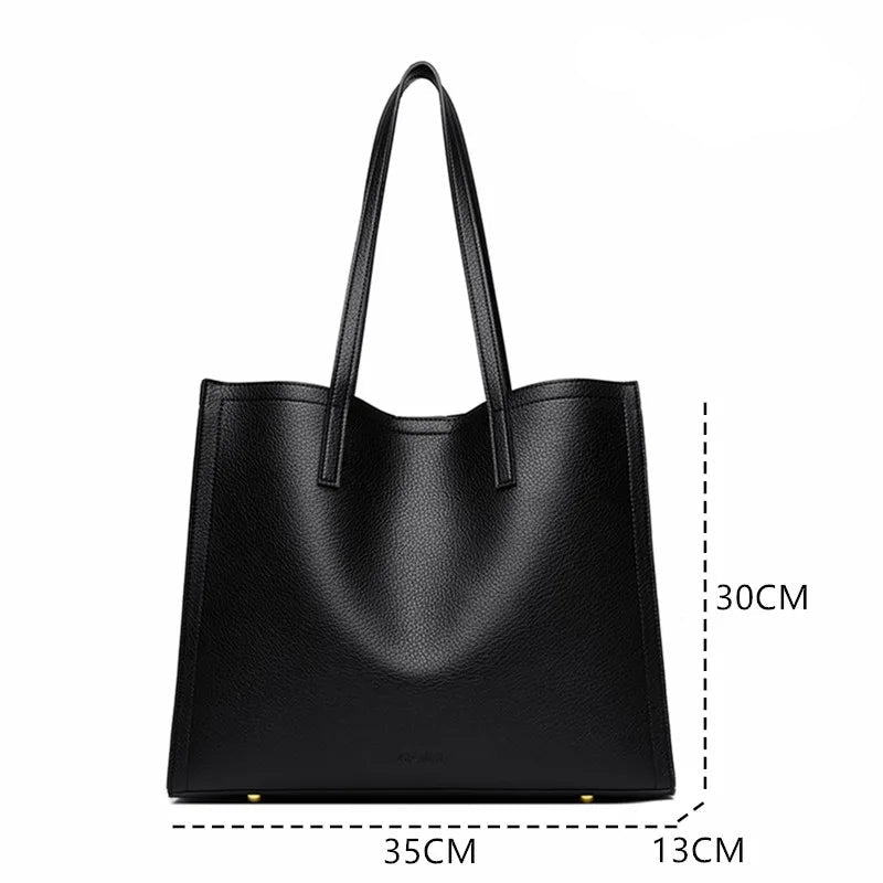 Casual leather tote bag for women