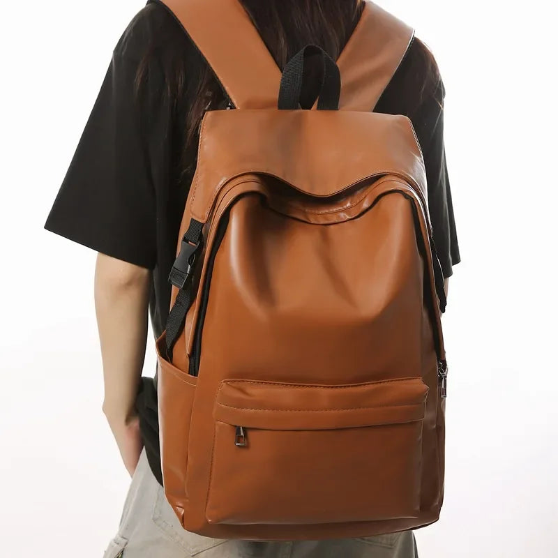 Functional leather backpack