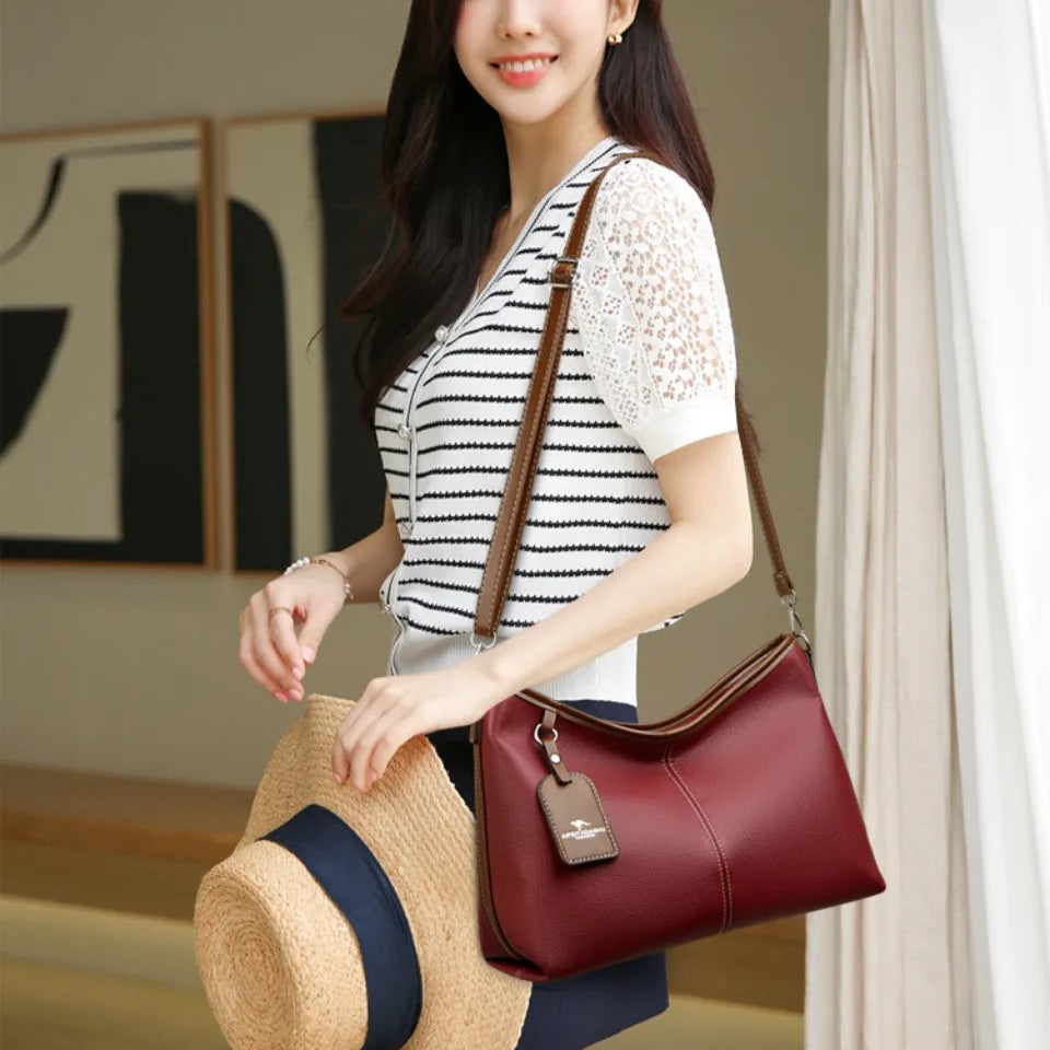 Leather handbag for work, shopping, or travel