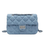 Compact flap denim handbag