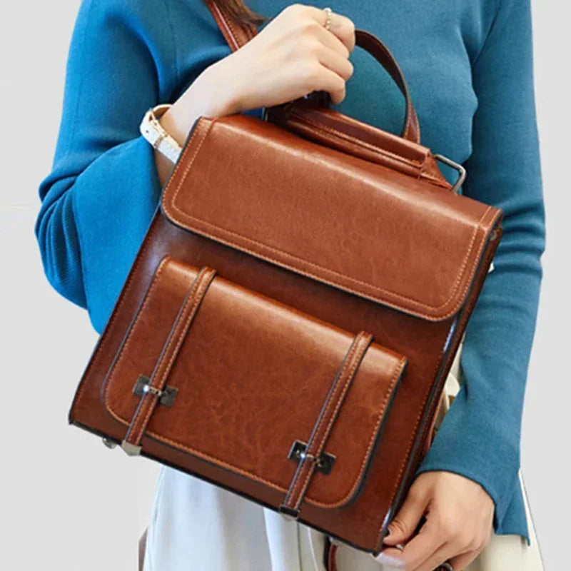 Leather satchel backpack