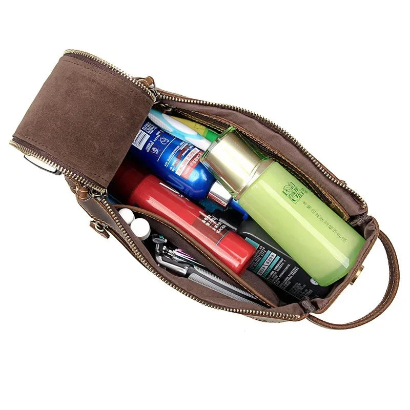 Zippered leather dopp kit
