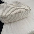Versatile corduroy handbag with shoulder strap