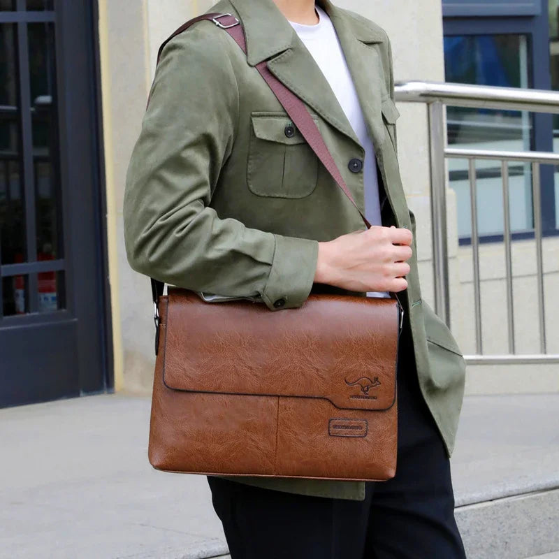 Soft leather laptop briefcase messenger bag
