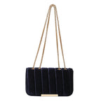 Luxury corduroy handbag with gold chain strap