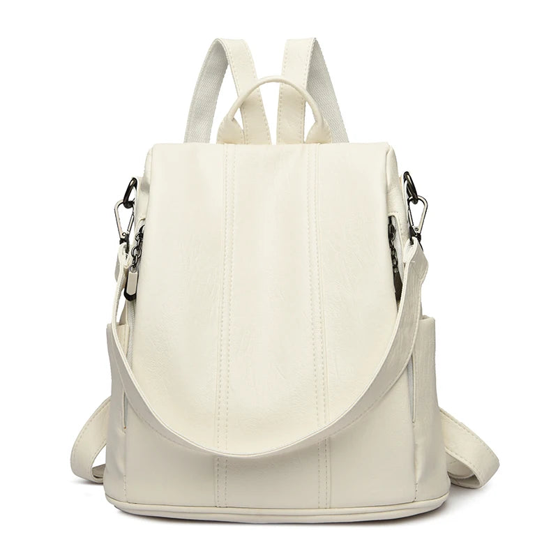 Soft leather travel backpack