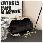 Corduroy evening clutch bag with wrist strap