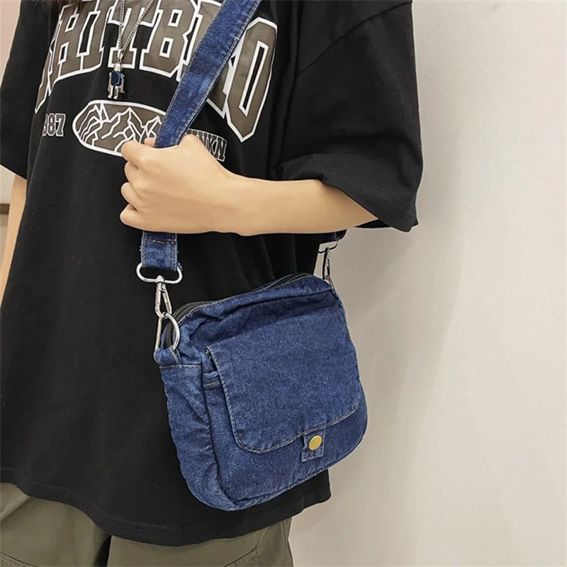 Soft denim crossbody handbag