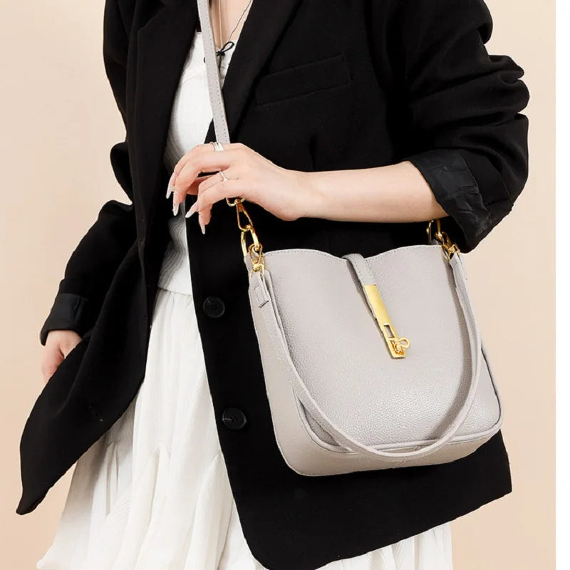 Functional leather crossbody bag