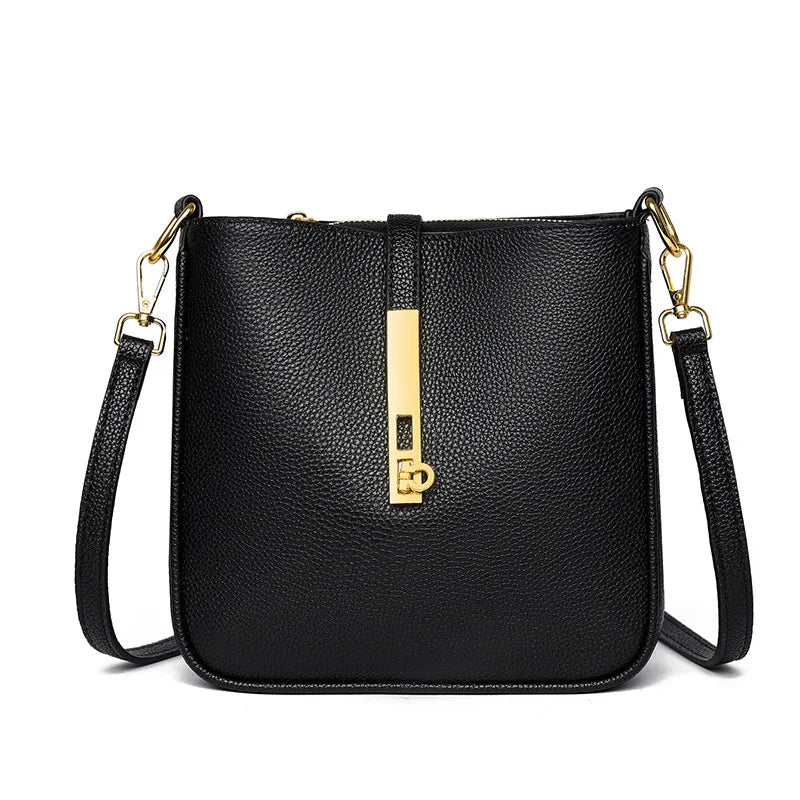 Functional leather crossbody bag