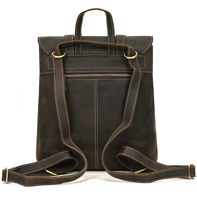 Structured leather rucksack backpack