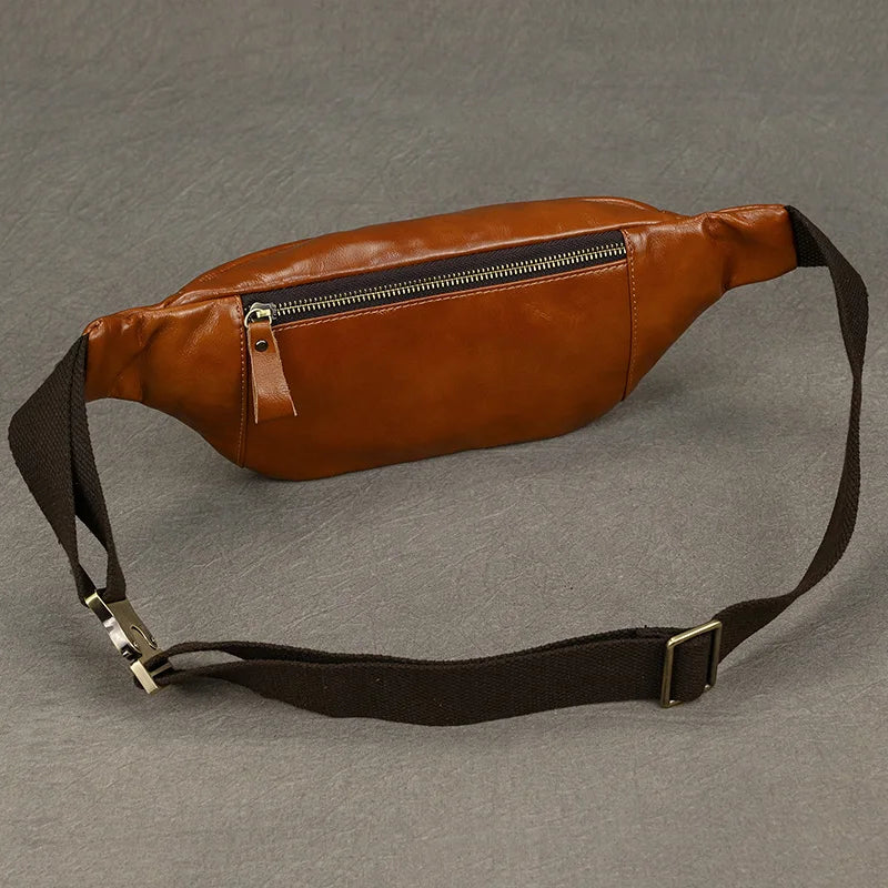 Men's leather chest bag