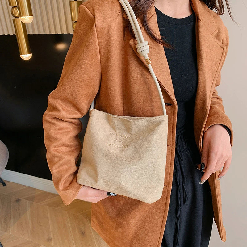 Casual suede shoulder bag for city walks