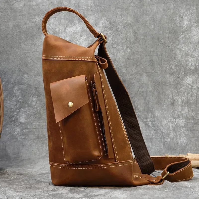 Full leather rucksack backpack