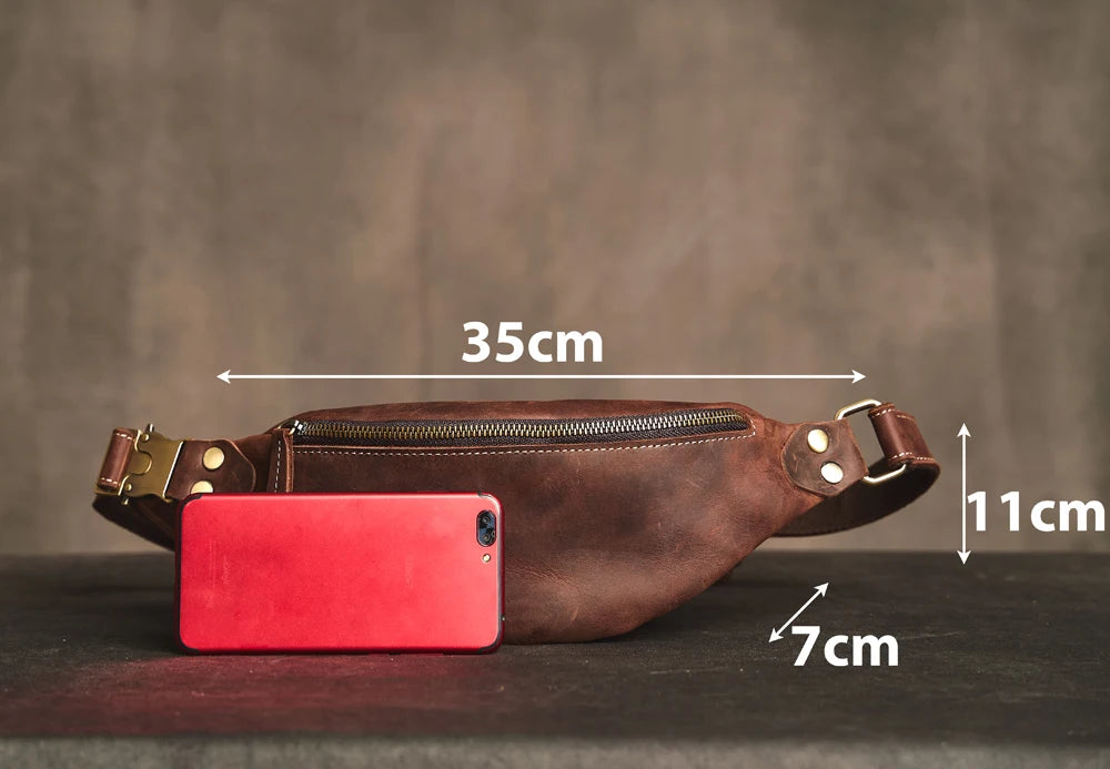 Streetwear-style leather bum bag