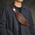 Streetwear-style leather bum bag