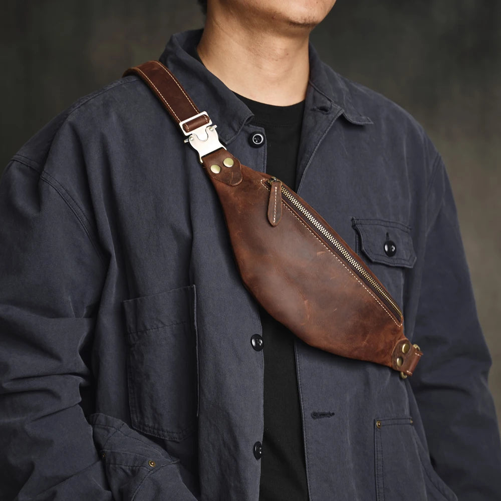 Streetwear-style leather bum bag