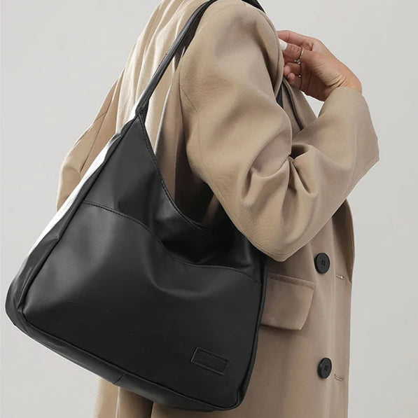 Women's black leather hobo bag