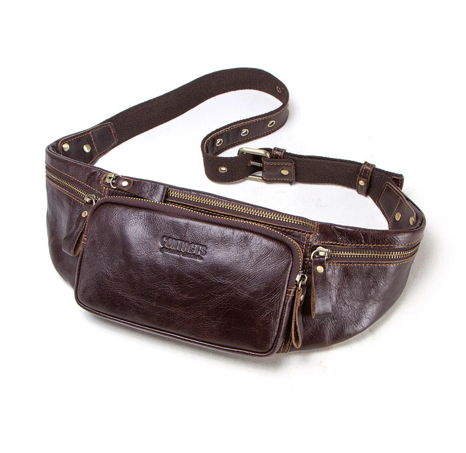 Leather belt bag for men