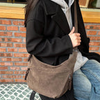 Slouchy suede shoulder bag