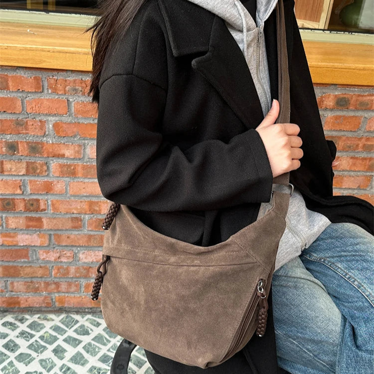Slouchy suede shoulder bag