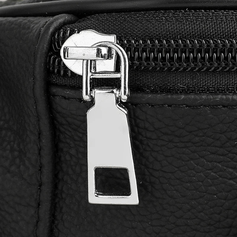 Large capacity leather bum bag for men