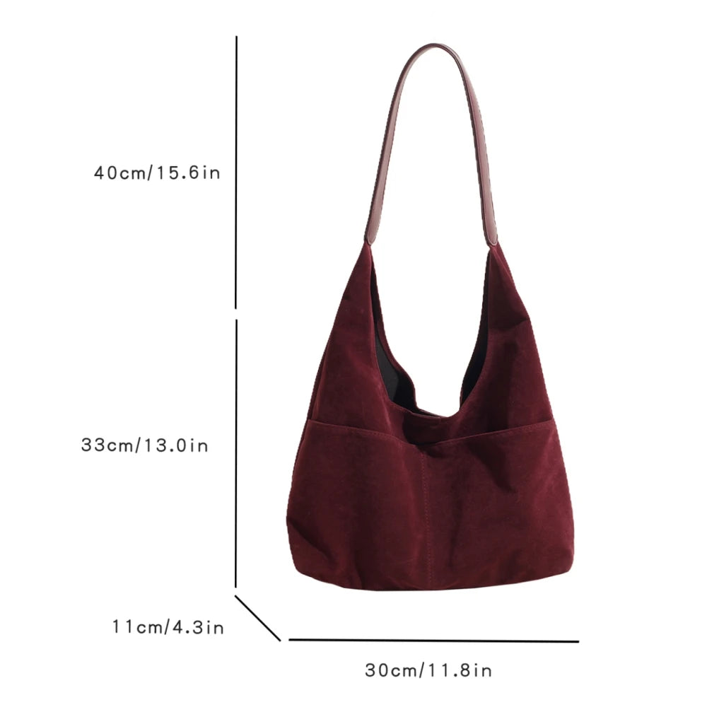 Retro suede slouch bag