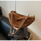 Large suede shoulder purse
