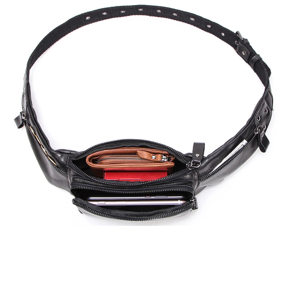 Leather belt bag for men
