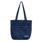 Denim tote bag with soft handles