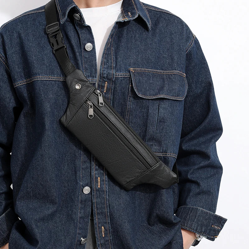 Soft-touch leather bum bag