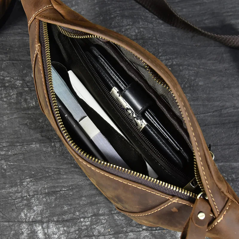 Men's leather chest bag