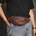 Streetwear-style leather bum bag