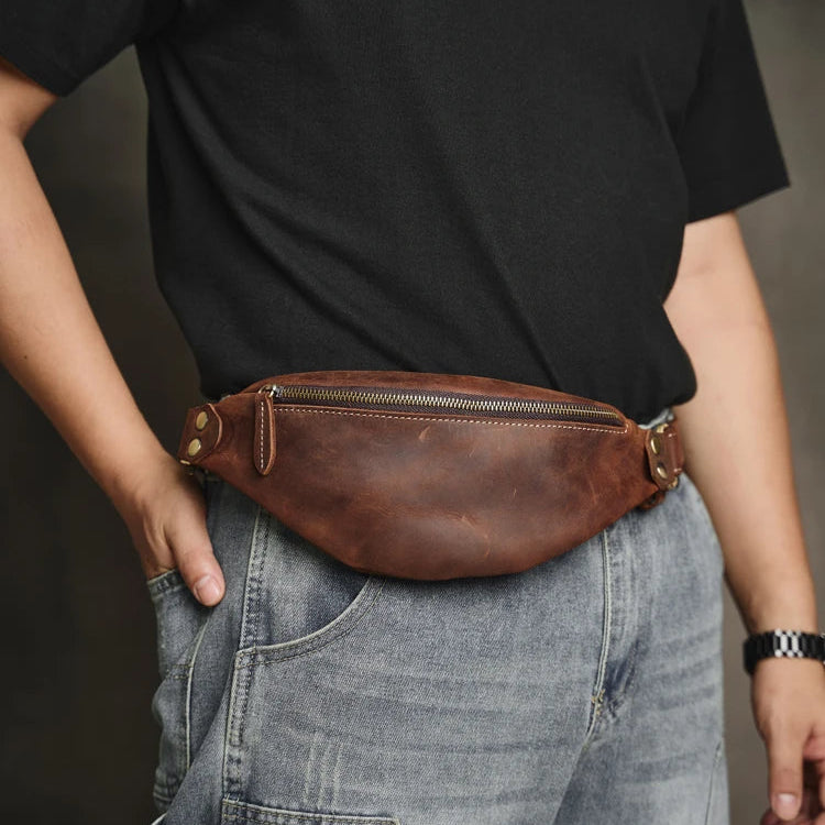Streetwear-style leather bum bag