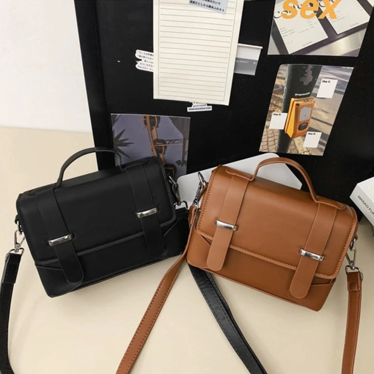 Compact leather crossbody bag