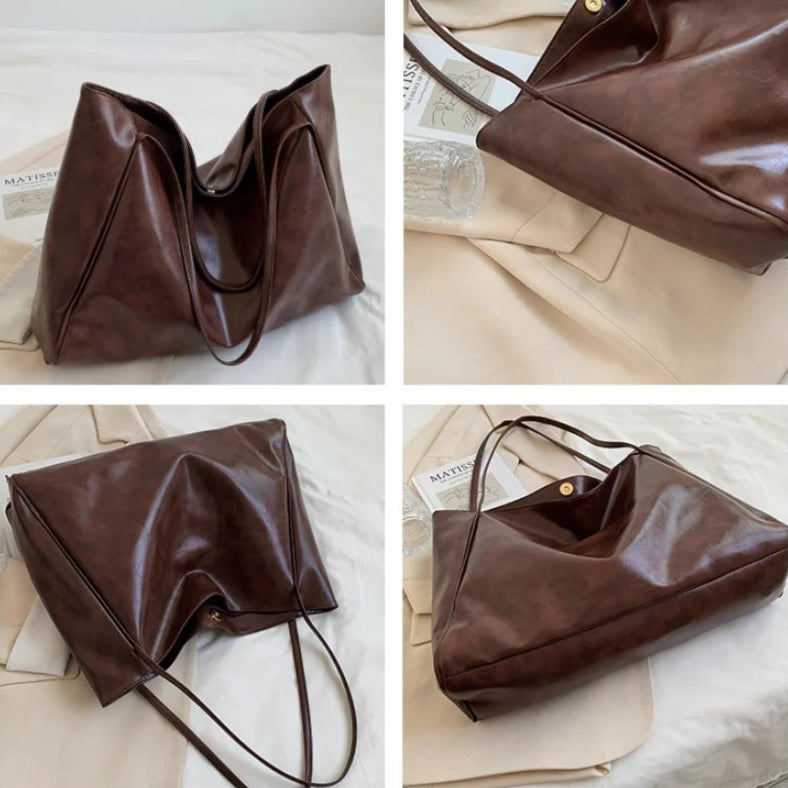 Sleek leather tote bag for women