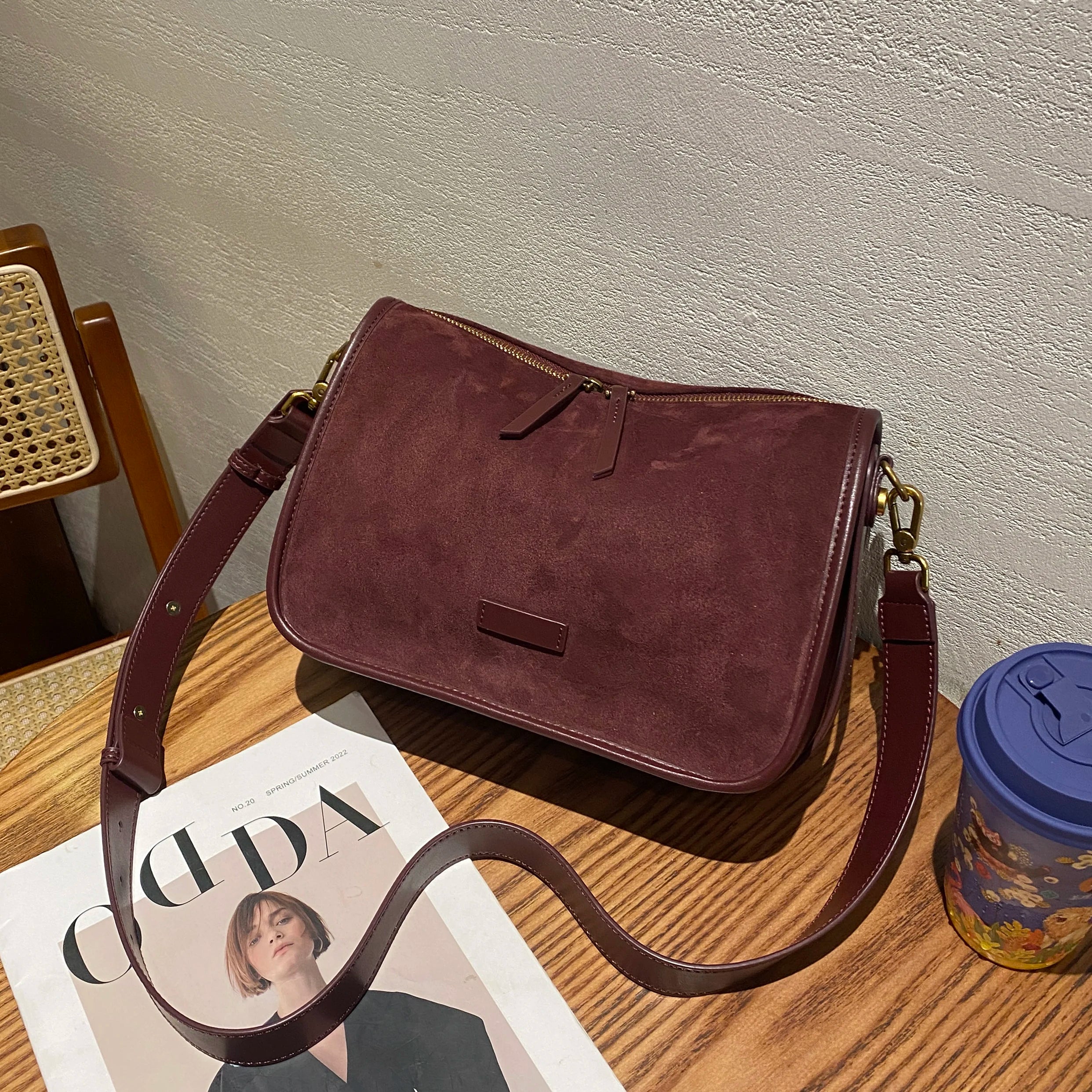 Everyday suede shoulder bag