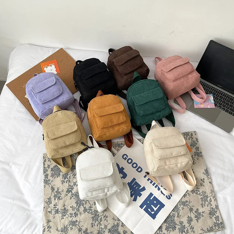 Mini corduroy backpack