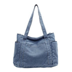 Denim shoulder tote bag