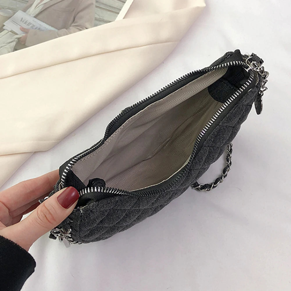Quilted denim handbag
