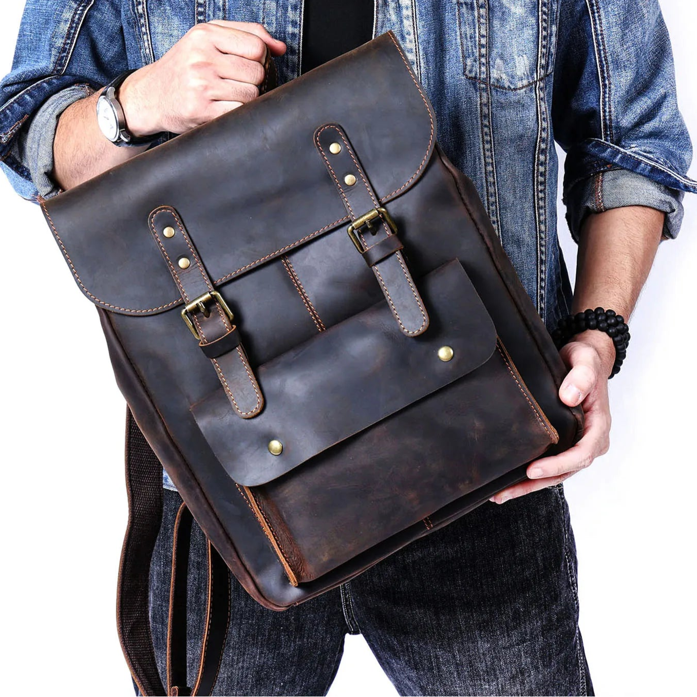 Stylish leather rucksack