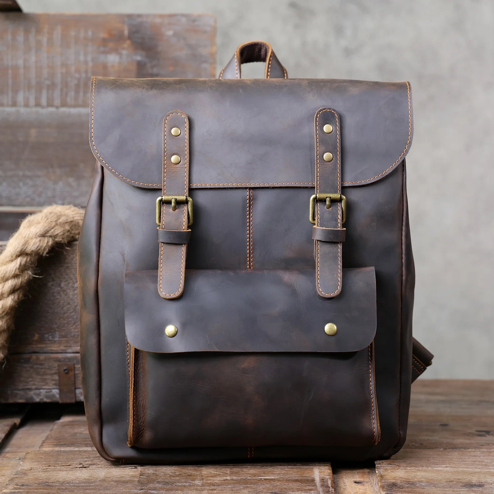Stylish leather rucksack