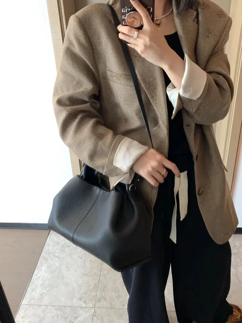 French-inspired leather handbag