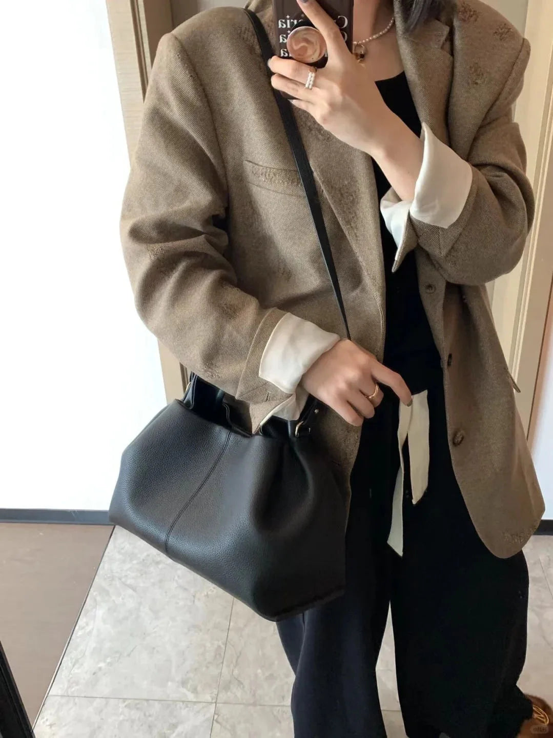 French-inspired leather handbag