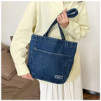 Denim tote bag with soft handles