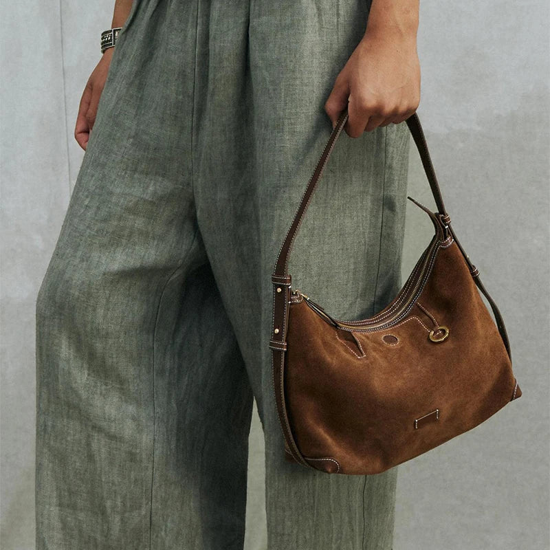 Sleek suede handbag for travel and errands