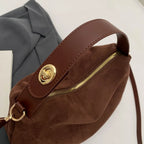 Suede shoulder handbag