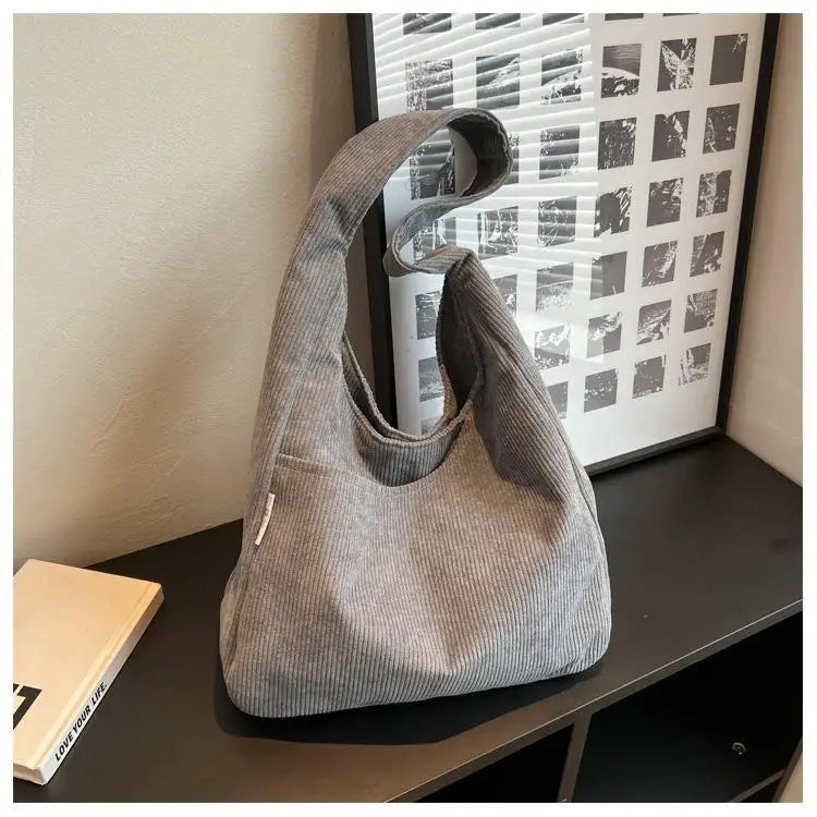 Women’s casual corduroy shoulder tote bag