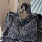 Foldable denim tote bag